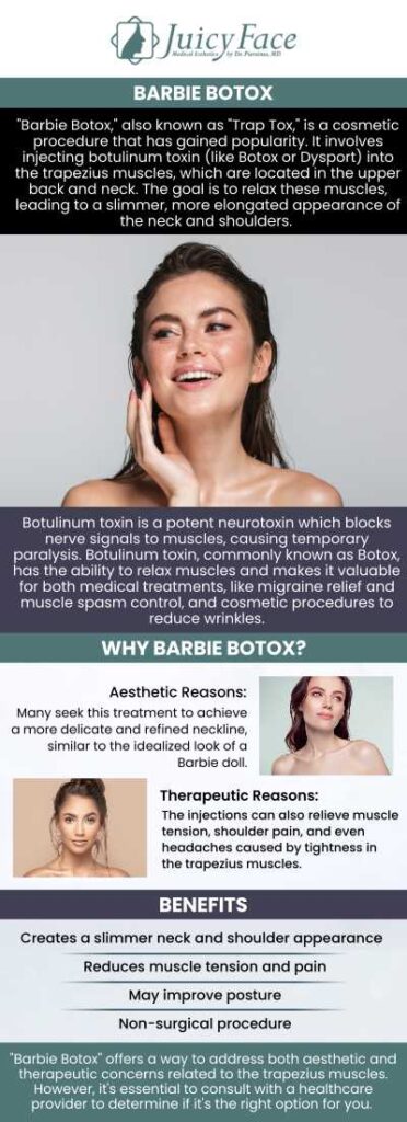 Common questions asked by clients: What is Barbie Botox (Trap Tox)? What are the benefits of Trap Tox? Am I a good candidate for Barbie Botox? How long does the Barbie Botox take, and does it hurt? For more information, contact us or schedule an appointment online. We are located at 3000 E 1st Ave Unit 114, Denver, CO 80206. Common questions asked by clients: What is Barbie Botox (Trap Tox)? What are the benefits of Trap Tox? Am I a good candidate for Barbie Botox? How long does the Barbie Botox take, and does it hurt? For more information, contact us or schedule an appointment online. We are located at 3000 E 1st Ave Unit 114, Denver, CO 80206.